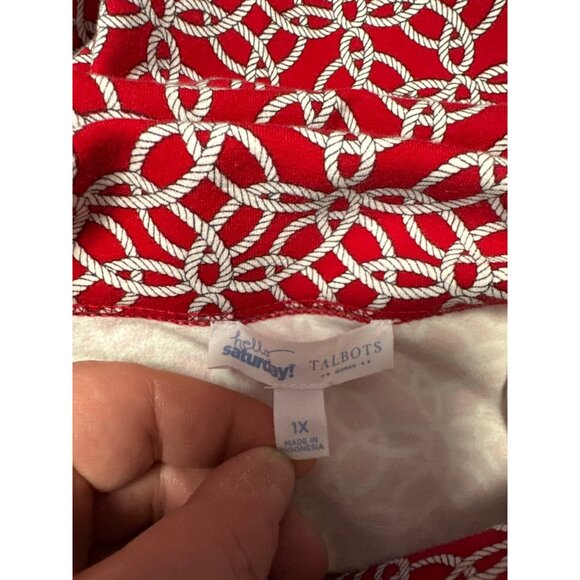 Talbots Hello Saturday Red Rope Print Half-Zip Long Sleeve Pullover Top Size 1X - Picture 5 of 8